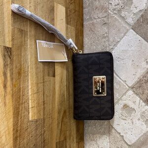 Michael Kors Dark Brown Wallet with Gold Plate